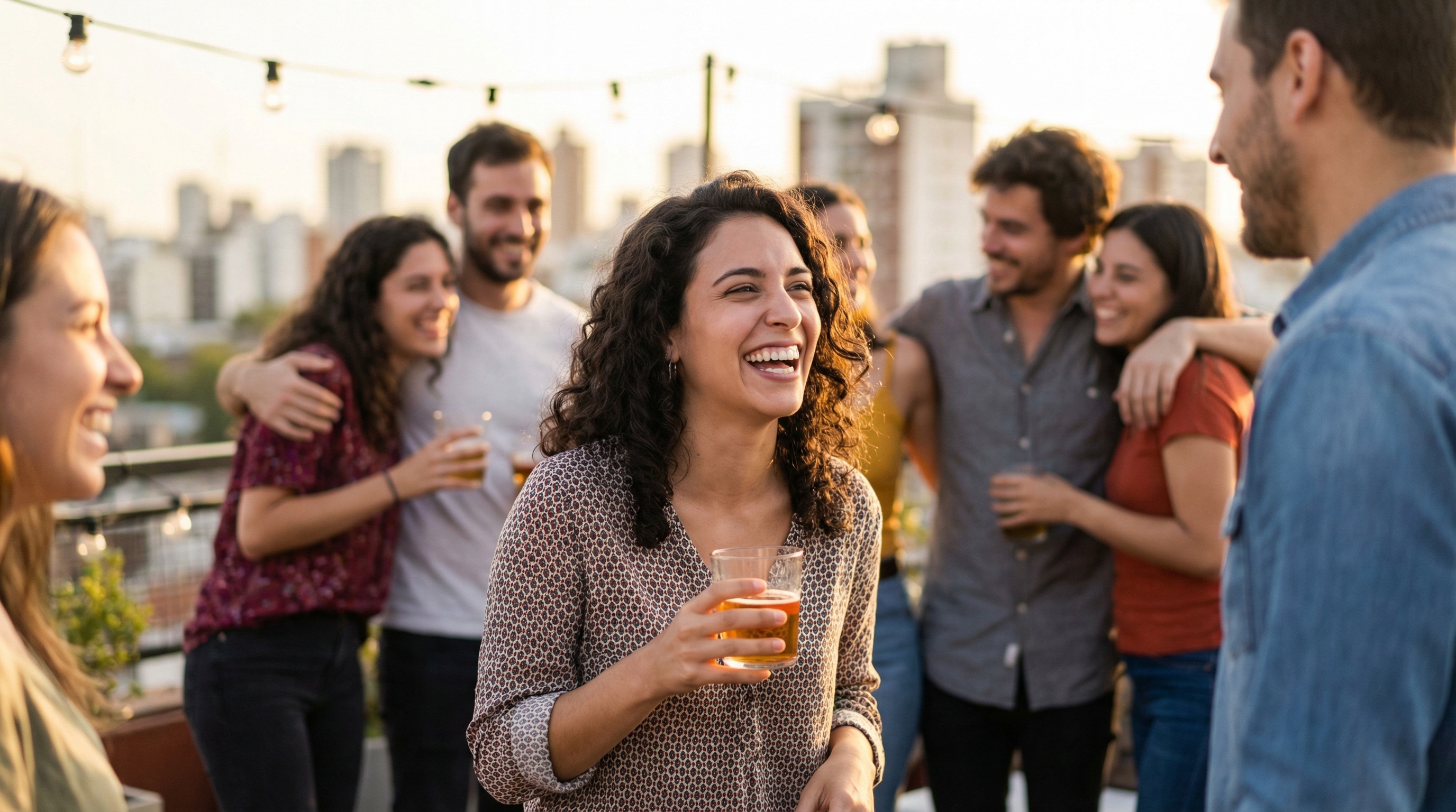 Joven sonriendo libremente en una celebración