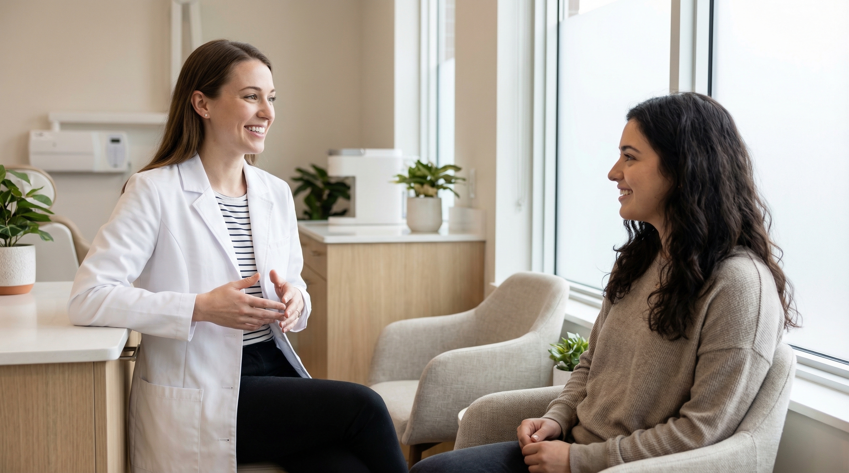 Especialista hablando con paciente en un ambiente de confianza
